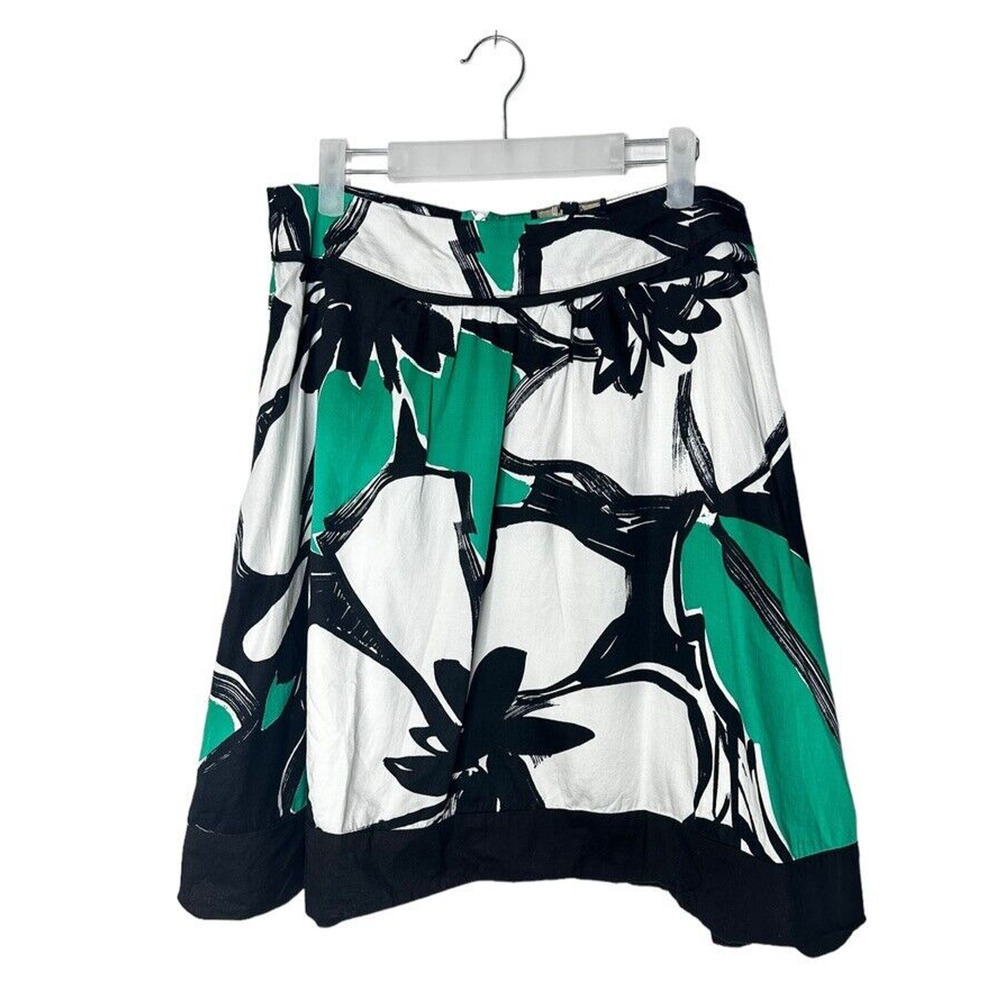 LILY Skirt A-Line Flare Floral Green Black Sz Medium Zip Casual Lined - Picture 1 of 6